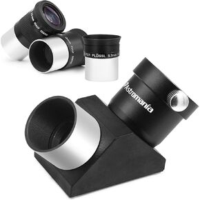 Astromania 1.25 Inch 6.3mm 15mm 26mm Eyepiece Set - Bundle with - 1.25" 90-Degree Erecting Prism