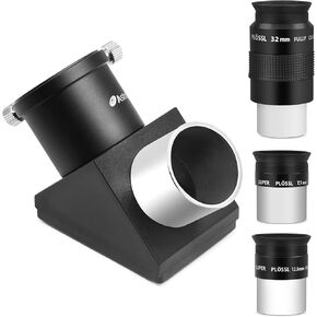 Astromania 1.25 Inch 7.5mm 12.5mm 32mm Eyepiece Set - Bundle with - 1.25" 90-Degree Diagonal Mirror