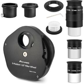Astromania 1.25 Inch 7.5mm 12.5mm 32mm Eyepiece Set - Bundle with - 1.25" Multiple 5-Position Filter Wheel