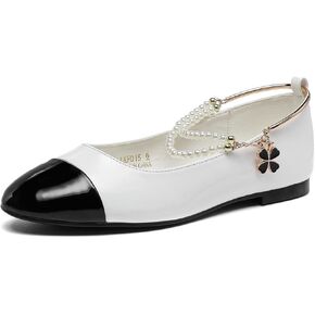 Lryweisy Women's Flats Two-Tone Mary Jane with Buckle Strap Comfortable Dressy Shoes
