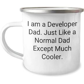 Developer Dad Gifts: Unique Camping Mug for Valentine's from Dad to Husband, Perfect Unique Gift for Developer Dads and Techies Who Are Also Awesome Parents