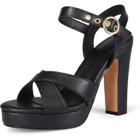 Women's High Heel Platform Sandals Chunky Heels Ankle Strap Open Toe Sandals Block Heeled Wedding Party Dress Shoes