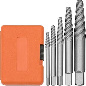 Left Hand Drill Bit Set - 10 pc, Silver & Gold - Metal Extractor Bits to Remove Stripped Broken Screws & Bolts w/Iron Storage Case