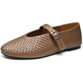 Mary Jane Shoes Women Ballet Flats with Buckle Strap Round Toe Wide Width Closed Toe Flats for Women Dressy