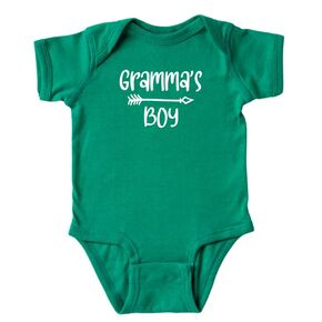 Gramma's Boy Customizable Colored Baby Bodysuit, Baby Shower Present, Infant Gender Reveal Gift, New Grandson Clothes (6M, Short Sleeve, Royal)