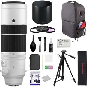 FUJIFILM XF 150-600mm f/5.6-8 R LM OIS WR Lens with Filter Set + Tripod + Trolley Camera Backpack + Cleaning Kit + Cleaning Cloth (6 Items)