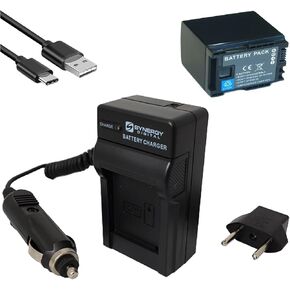 Synergy Digital Accessory Kit, Compatible with Canon XA65 Camcorder Includes: ACD787 Battery, EM-USB-TYPEC-3B USB Cable, SDM-1503 Charger