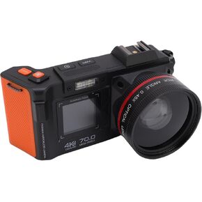70MP 4K Digital Camera, 50X Zoom Auto Focus Wide Angle F1.8 DSLR Camera with Flash, Double Screen for Travel, YouTube, Vlogging (Violet)