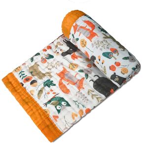 Toddler Blankets- Forest Animals Breathable Muslin Baby Blanket Ultra-Soft Baby Muslin Quilt 6 Layers Lightweight Newborn Nursery Crib Stroller Daycare Blanket for Summer
