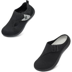 LeIsfIt Women's Wide Diabetic Adjustable Shoes Black Size 9
