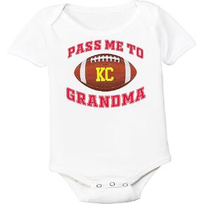 Football Pass Me to Grandma Baby Bodysuit for Kansas City Fans