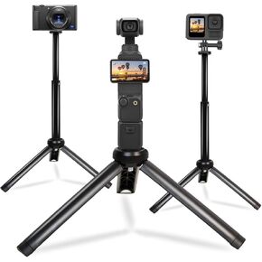 Osmo Pocket 3 Tripod, Extendable Table Desk Mini Tripod Stand Small Handheld Selfie Stick, Action Camera Tripods for DJI Osmo Pocket 3 2, Action 5 4 3 2 1, GoPro Hero 13 12 11 10 9 8 Max and Others