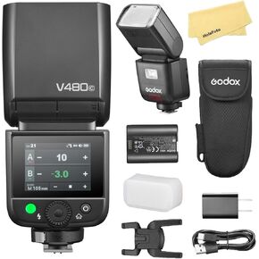 Godox V480C TTL Camera Flash for Canon Camera Flash Speedlite Speedlight Light,GN50,7.2V/2200mAh Li-ion Battery,2.4G HSS 1/8000s, 650 Full-Power Flashes, 1.7s Recycle Time, 10 Levels LED Modeling Lamp