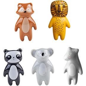Cute Animal Knobs Kids Handles Ceramic Knobs Kids Room Door Cabinet Knobs Lovely Cabinet Pulls Drawer Knobs for Kids, with Screws Style 5 Pcs