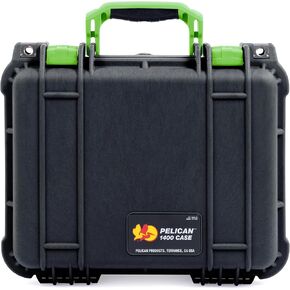 Pelican Protector 1400 Case by ColorCase - Black - Medium Size Waterproof Case with Gray Padded Microfiber Dividers & Convoluted Lid Foam - Black Handles & Latches