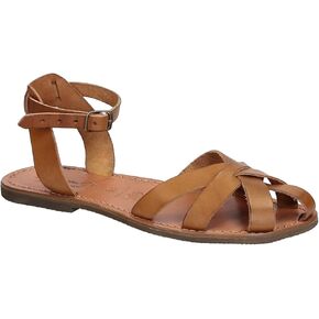 Handmade tan Flat Sandals for Women Real Italian Leather