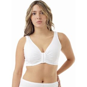 Underworks USA Women's Sleep and Leisure Comfort Bra-Front Open-3-Way Adjustable Hook and Eye