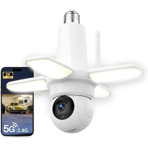 Light Bulb Security Camera Outdoor,5G&2.4G WiFi Security Cameras Wireless Outdoor,3MP&PTZ Light Bulb Camera,AI Human Detection & Alarm,Night Vision, 2-Way Audio, Cloud Storage,Garage Camera