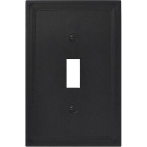 Questech Light Switch Cover, Insulated Double Rocker Wall Plate for Electrical Outlets, 2-Gang Double Decorator GFCI Switch Plate Standard Size, Decorative Cornice, Black