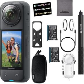 Insta360 X4 - Waterproof 8K 360 Action Helmet Camera with Underwater Invisible Dive Case Kit, Selfie Stick and Extra Battery, 4K Wide-Angle Video, Lens Guards, Sports, Content, Travel, Outdoor