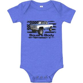 1980s Vintage Pickup Truck Chevy Square Body Silverado C10 K10 Baby Onesie Short Sleeve one Piece