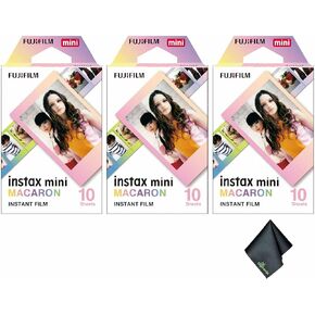 FUJIFILM INSTAX MINI Macaron Instant Film (30 Exposures) + Microfiber Cleaning Cloth