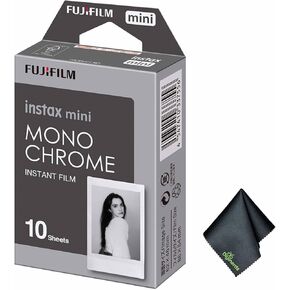 FUJIFILM INSTAX MINI Monochrome Instant Film (10 Exposures) + Microfiber Cleaning Cloth