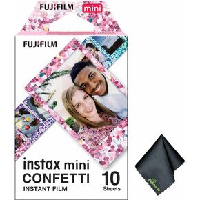 FUJIFILM INSTAX MINI Confetti Instant Film (10 Exposures) + Microfiber Cleaning Cloth