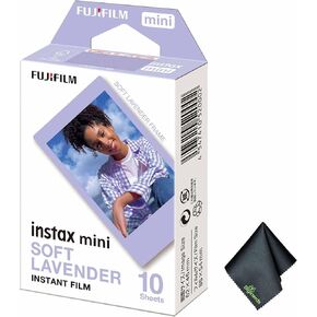 Fujifilm Instax Mini لافندر لافندر فيلم فوري (10 تعرض) + قطعة قماش تنظيف الألياف الدقيقة