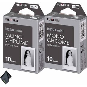 FUJIFILM INSTAX MINI Monochrome Instant Film (20 Exposures) + Microfiber Cleaning Cloth