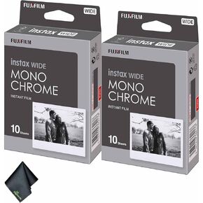 FUJIFILM INSTAX Wide Monochrome Instant Film (20 Exposures) + Microfiber Cleaning Cloth