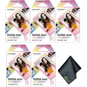 Fujifilm Instax Mini Macaron Form (50 تعرضًا) + قطعة قماش تنظيف الألياف الدقيقة