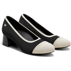 VIVAIA Julie Arch Pro Almond-Toe Stress Free Chunky Heels for Socializing, Party Round-Toe Shoes