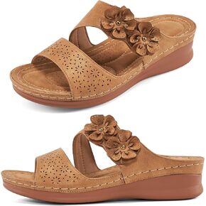Ablanczoom Wedge Sandals for Women Dressy: Comfortable Slip on Womens Slides Adjustable Casual Platform Sandal Summer Walking
