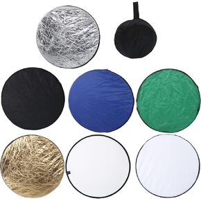 7 in 1 Portable Collapsible Photography Lighting Reflector with Carrying, 80cm/31.5in Diameter, Nylon Material, for Indoor and Outdoor Portrait Photography, 7 Colors: