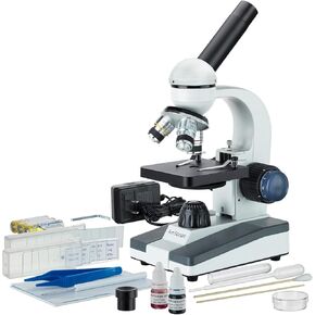AmScope M150C-SP14 40X-1000X Portable Student Microscope with Slide Preparation Kit