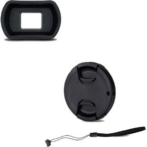 Long Soft EyeCup Eyepiece و 58 ملم غطاء غطاء العدسة الأمامية لـ Canon EOS Rebel T7 T6 T5 T8i T7i T6i T6S T5i SL3 SL2 4000D 90D 80D مع EF-S 18-55MM F/3.5-5.6 KIT LENS