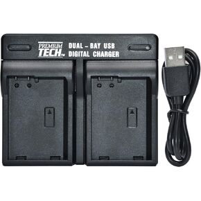 NP-W126 Dual Bay USB Battery Charger for Fujifilm X-A2 و X-A3 و X-A10 و X-E2 و X-E2 S و X-Pro1 و X-Pro2 و X-T1 و X-T2 و X-T10 و X-T20 كاميرات رقمية