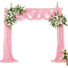 VACVELT Wedding Arch Draping Fabric - White Chiffon, 1 Panel Sheer Drapes - 30 Inch x 20ft Chiffon Backdrop Curtain - Outdoor Sheer Drapery for Ceremony Party Ceiling