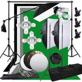 3375w Photo Studio SoftboPB9rrg Kit Boom Arm Backdrop Light Stand + 5in1 Reflector for Photography Shooting (D Kit)