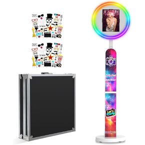 Portable Photo Booth Machine Stand Compatible lpad 10.9" 11", with Flight Case/Customizable Logo,APP and Remote Control RGB Lights Music Sync for Parties,Wedding and Events (For lpad 10.9'' 11'')