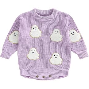 My First Halloween Baby Girl Outfit Newborn Ghost Sweater Romper Onesie Cute Halloween Clothes Infant Fall Outfits