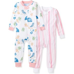 Burt's Bees Baby Baby Girls Pajamas, One-Piece Footless Sleeper PJs, Non-Slip Snug Fit - Infants 12, 18, and 24 Months
