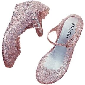 Jelly Ballet Clear Wedge Sandals Mary Janes Glitter Buckles for Women Beach Shoes Waterproof Cute Kawaii Alternative Fashion for Girls Office Cruise Festivals Holiday Vacation Gifts Summer