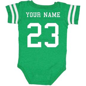 Custom Cotton Football Sport Jersey Baby Bodysuit Personalized with Name and Number - Back Only