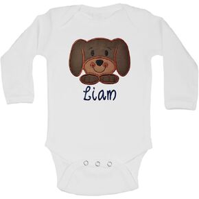 Funny Girl Designs Personalized Puppy Baby Bodysuit Embroidered with Your Custom Name