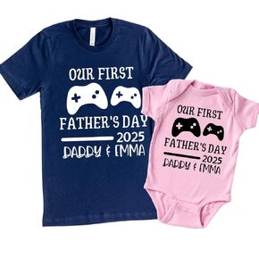 Gamer Dad Matching First Fathers Day Shirts, Our First Fathers Day Outfit for Dad and Baby Girl, 1st Father's Day Father Son Matching Shirts, Fathers Day Gifts from Baby, Daughter, Boy, Wife