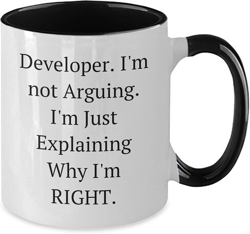 Unique Developer Two Tone Coffee Mug with Funny Quote - Gifts from Friends, Coworkers, or Family - Valentine's Unique Gifts for Men in Saudi Arabia