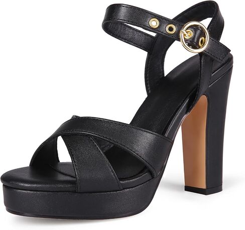 Women's High Heel Platform Sandals Chunky Heels Ankle Strap Open Toe Sandals Block Heeled Wedding Party Dress Shoes in Saudi Arabia