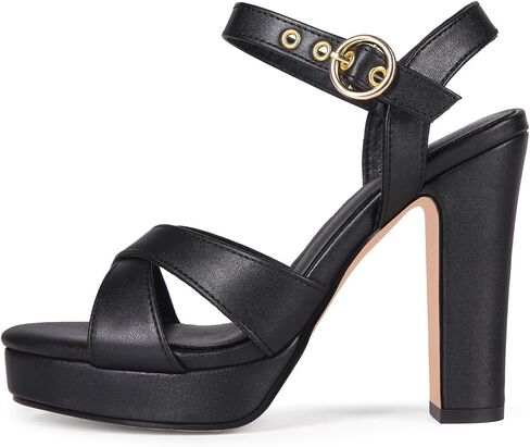 Women's High Heel Platform Sandals Chunky Heels Ankle Strap Open Toe Sandals Block Heeled Wedding Party Dress Shoes in Saudi Arabia